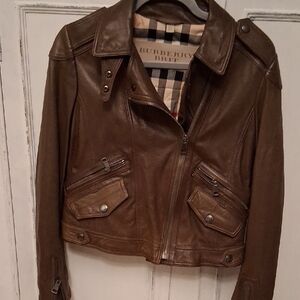 Burberry Brit Brown Leather Moto Jacket